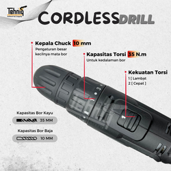 Mesin Bor Baterai DOLIZ Cordless Drill BD616